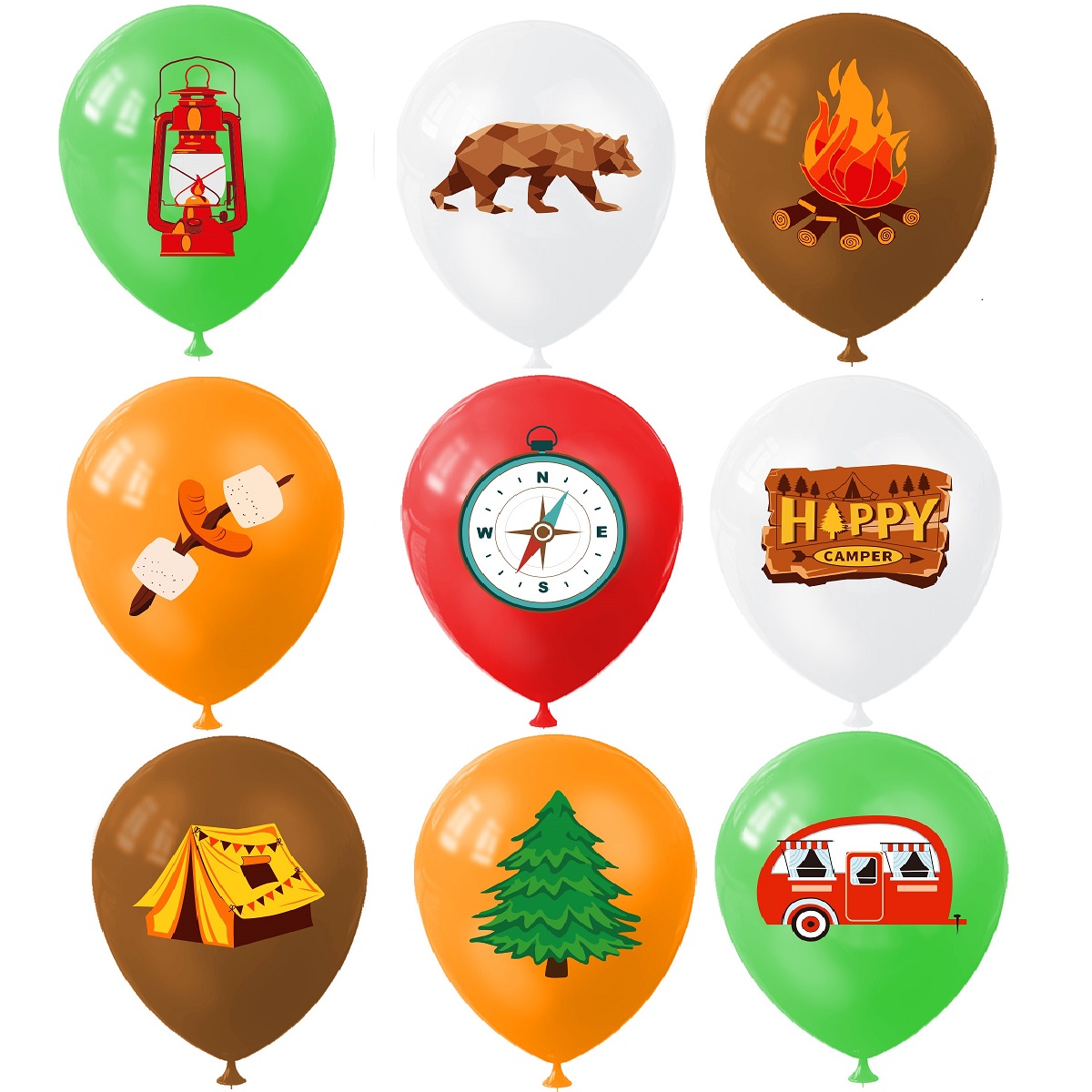 9 قطع من بالونات التخييم السعي - مراجعة Outdoor Adventure Birthday Party وسعره